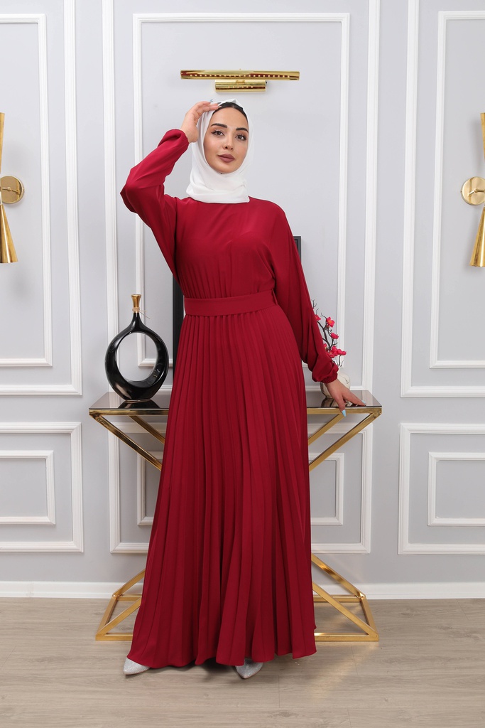 [1558-Maroo-38] فستان طويل 1558 (38, Maroon) IMG_4145