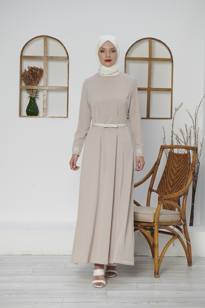 [1615-Beige-38] 1615 فستان (38, Beige) D5045