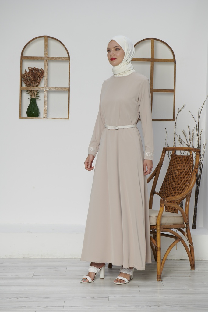[1615-Beige-38] 1615 فستان (38, Beige) D5048