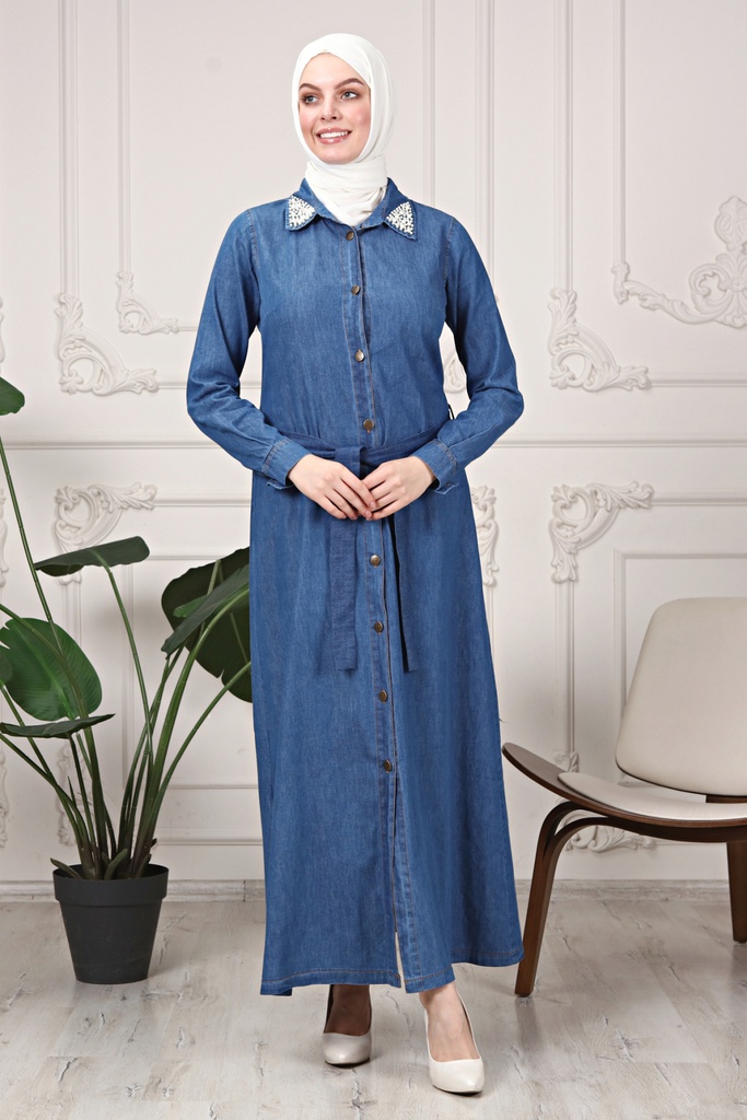 [1657-Jeans-36] فستان جينز 1657 (36, Jeans) OMER1286