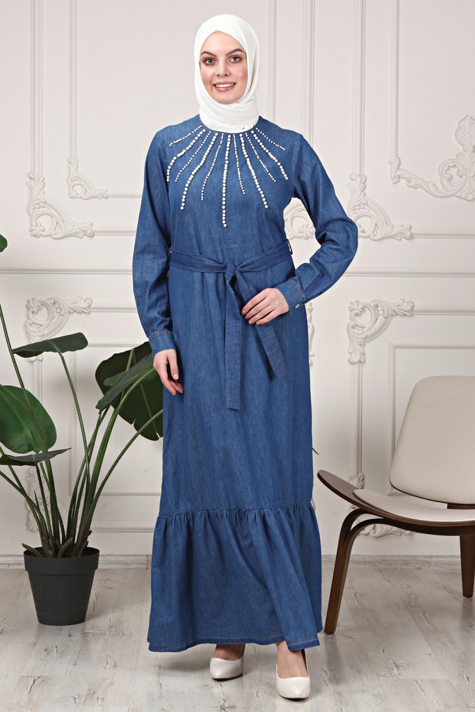 [1660-Jeans-36] فستان جينز 1660 (36, Jeans) OMER1316