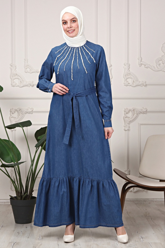 [1660-Jeans-36] فستان جينز 1660 (36, Jeans) OMER1317