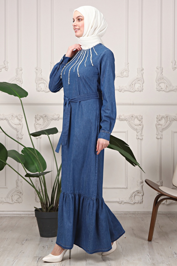 [1660-Jeans-36] فستان جينز 1660 (36, Jeans) OMER1318