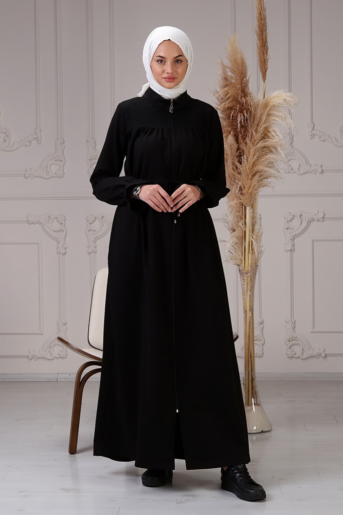 [1524-Blac-38] عباية مطرز (38, Black) NRC44471