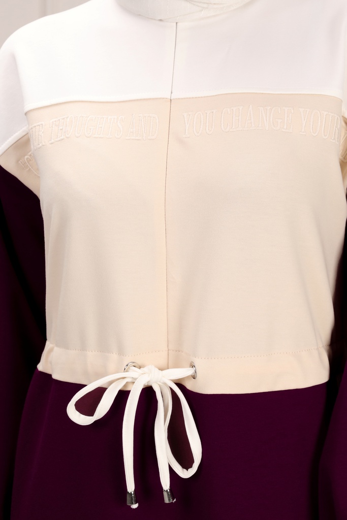 [1537-Maro-38] فستان خطين (38, Maroon) NRC39130