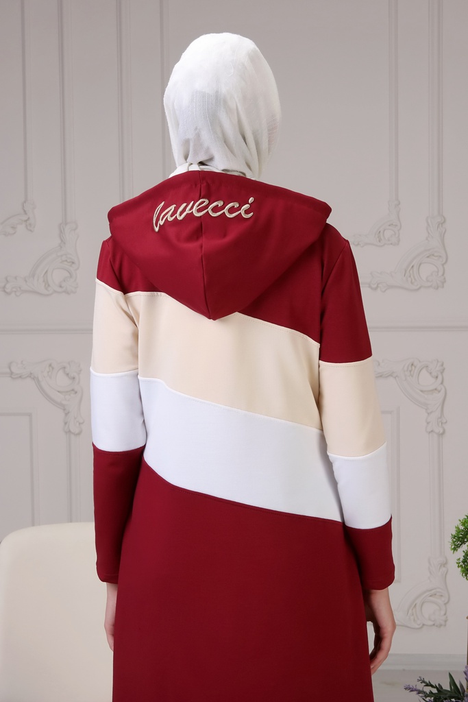 [1519-Maro-38] جلباب قطن مع طاقية (38, Maroon) NRC41874