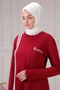 [1523-Maro-38] فستان خطين لون واحد (38, Maroon) NRC49989