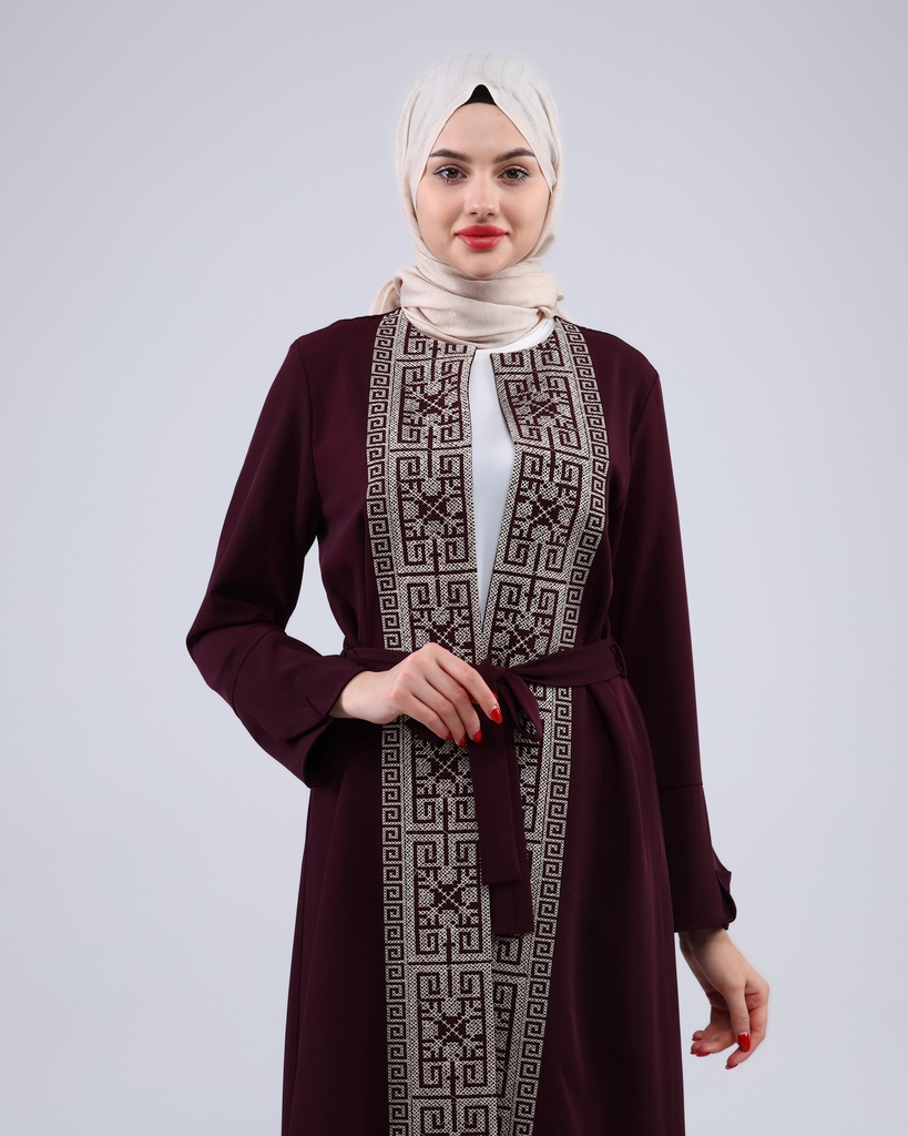 [3547-Maro-36] طقم فلسطيني 3 قطع طويل 3547 (36, Maroon) NRC20651