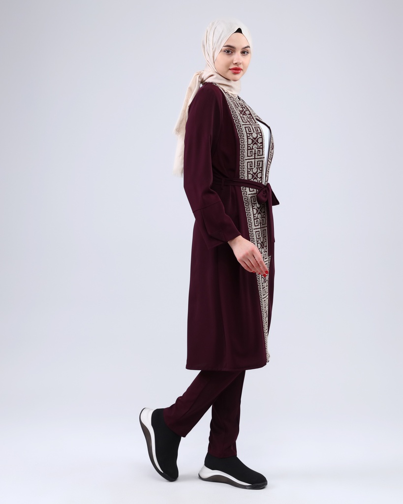 [3547-Maro-36] طقم فلسطيني 3 قطع طويل 3547 (36, Maroon) NRC20654