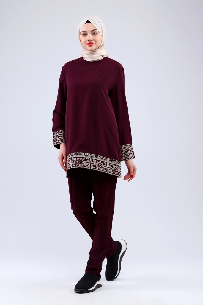 [2546-Maro-36] طقم فلسطيني قطعتين 2546 (36, Maroon) NRC20668