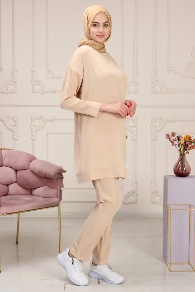 [2526-Beig-36] طقم قطعتين بلوزة و بنطلون 2526 (36, Beige) NRC37876