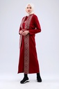 [25502-Maro-36] فستان فلسطين 3 قطع طويل قطن 25502 (36, Maroon) NRC20867