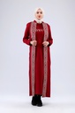 [25502-Maro-36] فستان فلسطين 3 قطع طويل قطن 25502 (36, Maroon) NRC20868