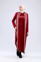 [25502-Maro-36] فستان فلسطين 3 قطع طويل قطن 25502 (36, Maroon) NRC20870