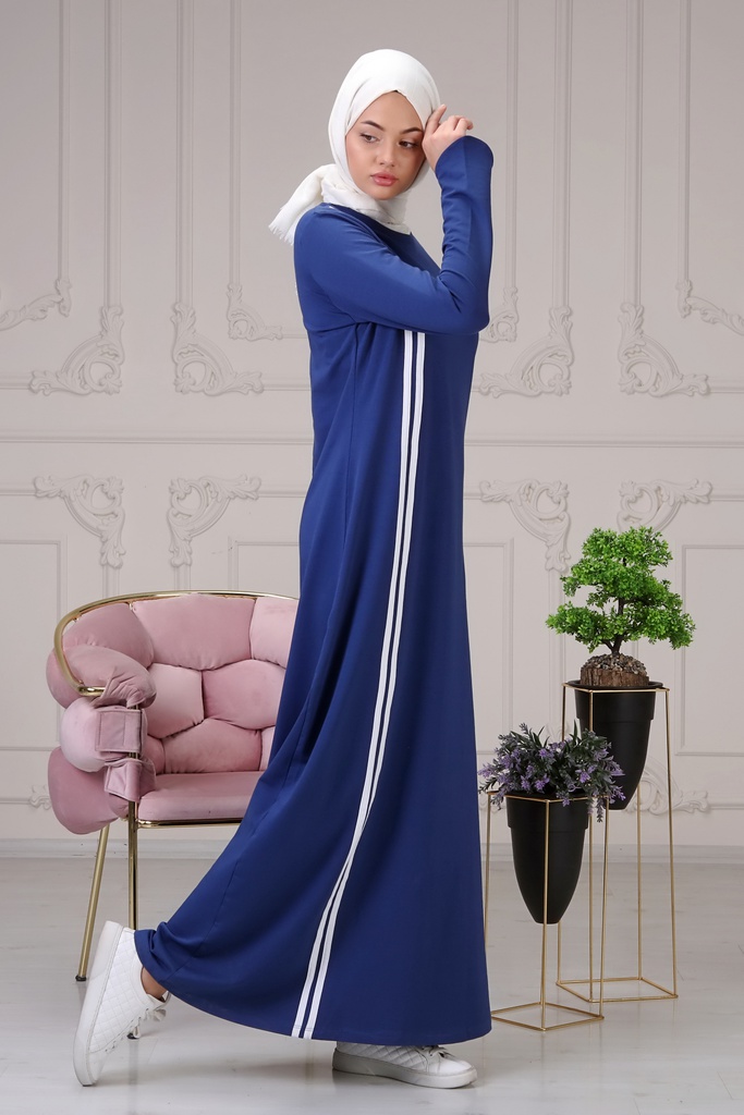 فستان خطين لون واحد