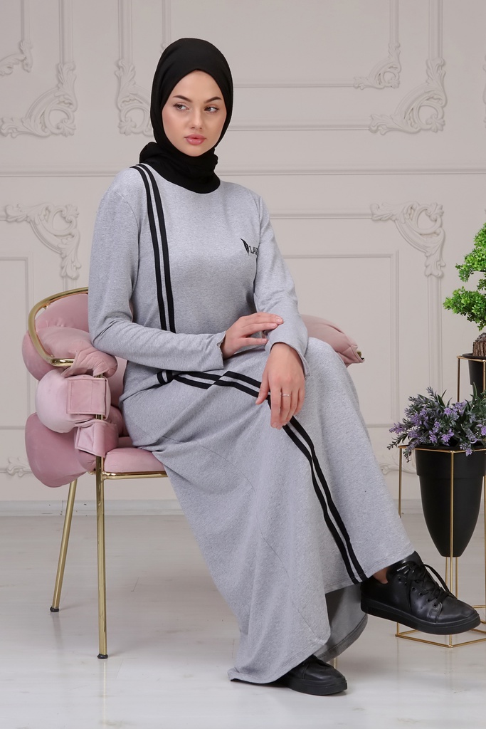 فستان خطين لون واحد