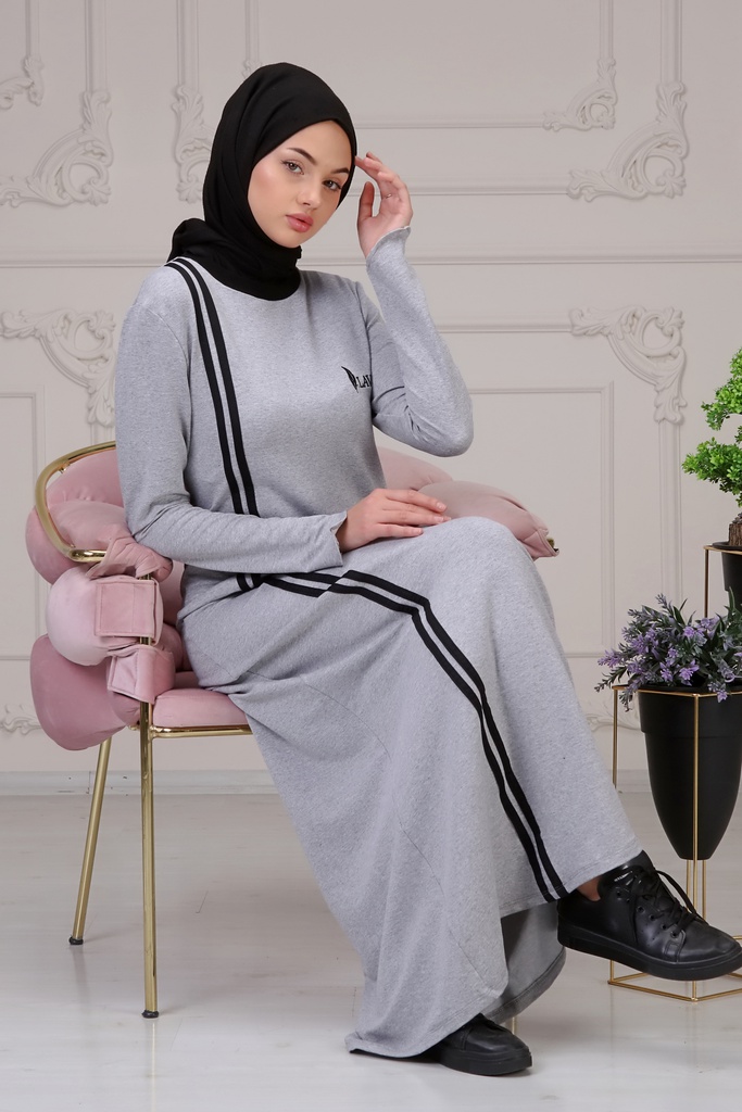 فستان خطين لون واحد