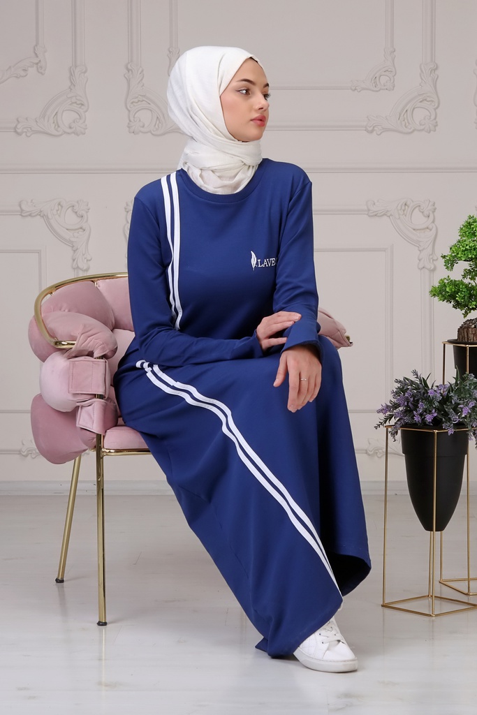 فستان خطين لون واحد