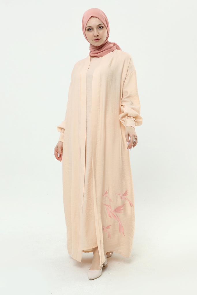 [2551-Beig-36] فستان و عباية طائر 2551 (36, Beige) 2E3A1511